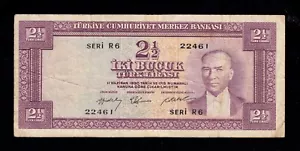 F.C. TURQUIA TURKEY , 2 1/2 LIRAS L.1930 ( 1955 ) , B/C ( F ) , SUCIO , P.151a . - Bild 1 von 2