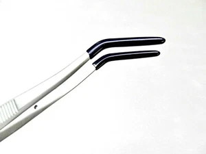Tweezers Bent Tip PVC Coated Rubber Tips Laboratory Jewelry Hobby Crafts 8-1/4"L - Picture 1 of 12