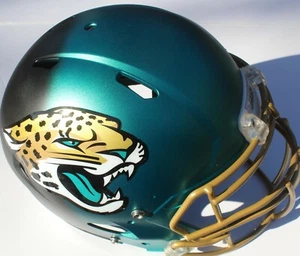 Casco calcio Jacksonville Jaguars personalizzato Speed Blaze decalcomanie QB usato Minshew - Foto 1 di 5