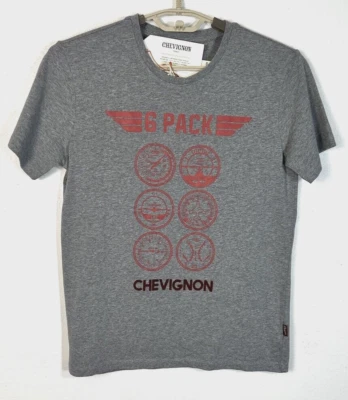 Chevignon France NWT Size Medium Muscle Slim Fit Grey Stretch Cotton Graphic Tee - Image 1 of 4