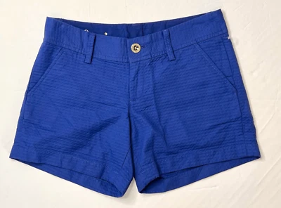 Pantalones Cortos Lilly Pulitzer 22119 Callahan Texturados Cortos Azul 4.5" Talla 0 Nuevos con Etiquetas Foto 1 de 4