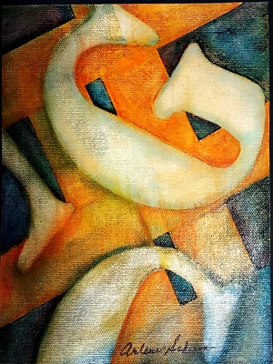 Pintura expresionista surrealista/lírica/abstracta rara original de colección firmada Foto 1 de 4