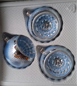 Christbaumkugel 8cm Reflexkugel eisblau/silber 3 Stück per Box - Bild 1 von 3