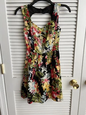 Delia's Juniors 0 floral short sun dress Black yellow red Flower Floral Print - Image 1 of 4