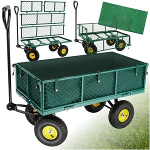 Carretto carrello rimorchio in ferro rimorchio spinta per trasporto da verde nuo - Foto 1 di 12