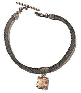 Victorian gold watch fob locket braided human hair - Picture 1 of 8