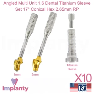 10x Set Manicotti Angolati Multi Unità 1.6 Dentale Titanio 17° Esagonale Conico 2,65mm RP - Foto 1 di 14