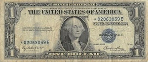USA *$1 Series of 1935 E Silver Certificate Block *-E Circulated Banknote XSP - Picture 1 of 2