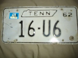 VINTAGE TENN LICENSE PLATE 16-U6 1962 - Picture 1 of 5