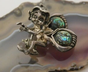 Broche prendedor vintage de abulón de hadas de plata esterlina CYVRA. Pieza Estate - Imagen 1 de 6