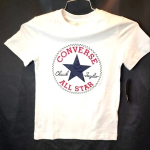 New Converse Chuck Taylor All Star Tee White Short Sleeve Boy's T-Shirt Size S - Picture 1 of 7