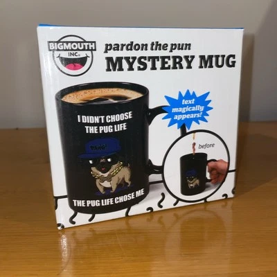 New Mystery Mug Pug Life Dog Coffee Mug Tea Cup Text Magically Appears 16oz - Image 1 of 3