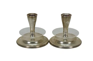 2 candelabros de acrílico con peso Gorham de plata de ley de 4" - Imagen 1 de 11