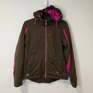 Ariat Women's Jacket Coat Softshell Equestrian Hooded Fitted Brown Pink Small - Picture 1 of 11