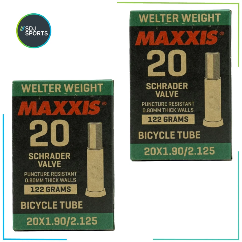 Maxxis Inner Tube 20 x 1.9-2.125 Welterweight Schrader Valve BMX Innertube x2