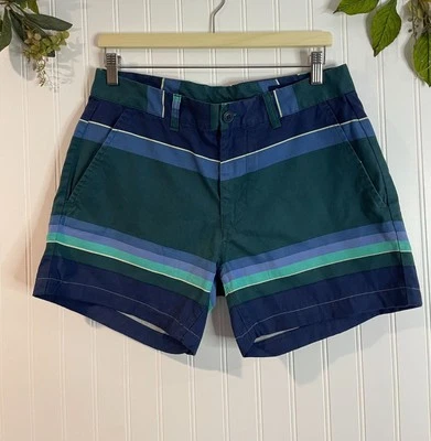 Bonobos Mens Striped Cotton Shorts Size 31 7-Inch Inseam Multi-Color Green &Blue - Image 1 of 4