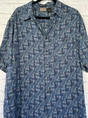 Camisa AXIST Para Hombre 100% Seda Azul Abotonada Manga Corta Talla XL Foto 1 de 4