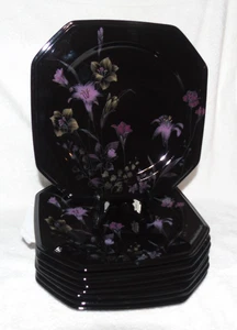 Mikasa Color Trend Ebony Meadow Japan DR 701 Square Dinner Plates Set of 8 - Picture 1 of 22
