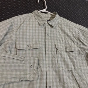 Patagonia grün weiß kariert kariert Knopf Druckknopf Outdoor Flanell Hemd Herren M - Bild 1 von 8