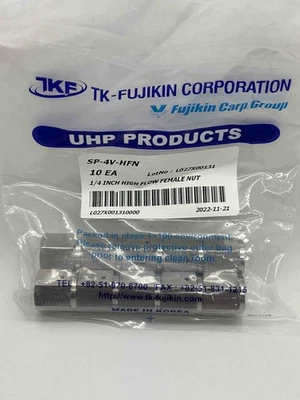 TK Fujikin SP-4V-HFN HIGH FLOW Female VCR Nut 1/4" compare to SS-4-HVCR-1SR