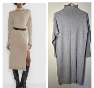 Aritzia Wilfred Damen Cyprie Small grau Merinowolle Pullover Kleid Stehkragen Schlitz - Bild 1 von 16
