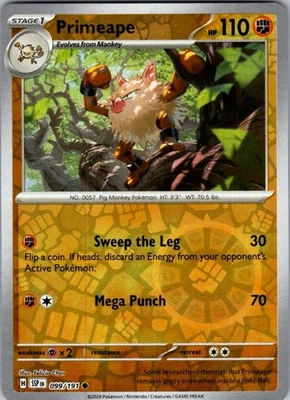 Pokemon | SV08: Surging Sparks | Primeape | 099/191 | Reverse Holo | NM - Image 1 of 2