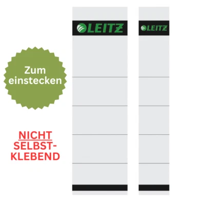 LEITZ Rückenschilder 1607 / 1608 kurz breit/schmal Ordner zum Einstecken weiß  - Bild 1 von 2