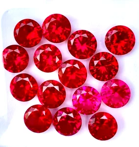 Burmese Certified Natural Red Ruby 3 mm 15 Pcs Flawless Round Cut Loose Gemstone - Picture 1 of 6