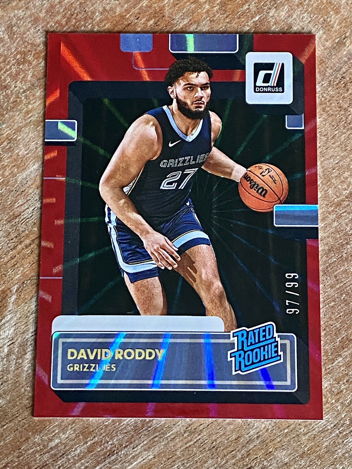 2022-23 Panini Donruss David Roddy #223 Rated Rookie Red Holo Laser #97/99 SSP