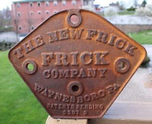 ANTIQUE THE NEW FRICK COMPANY AGRICULTURAL/FARM CAST IRON PLAQUE-WAYNESBORO PA. - Picture 1 of 10