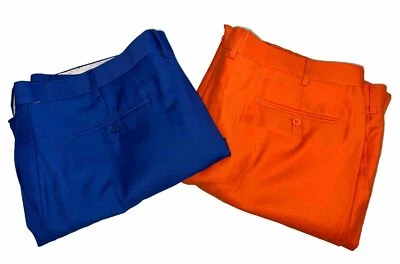 Lote de 2 calças masculinas CONCITOR LA frente plana golfe laranja e azul 44x29 e 28 bainhas* - Imagem 1 de 4