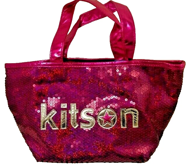 Mini bolso de mano Kitson LA fucsia con logotipo de lentejuelas Foto 1 de 4