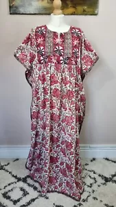 Vestido Whitney Brooks Vintage Años 70 80 Estampado Indio Bloque Raro Hippie Boho Kaftan - Imagen 1 de 14