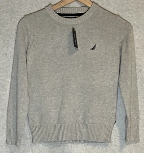 NEW Nautica Kids Boys Size 8 Small Gray Long Sleeve Pullover Knit Sweater - Picture 1 of 7