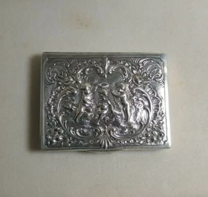 Antigua caja alemana de querubines ornamentados de plata 800 alrededor de principios de 1900 - Imagen 1 de 10