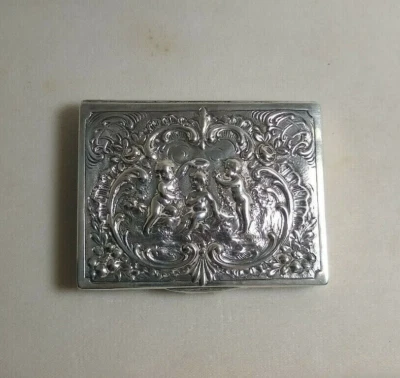 Antique German 800 Silver Ornate Cherub Box Circa Early 1900's - Изображение 1 из 4
