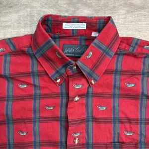 Lord & Taylor Plaid Duck Button Down Shirt Novelty Cotton Mens Medium - Picture 1 of 15