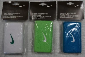 New Nike Swoosh DoubleWide Wristbands Tennis Federer Rafa Sport Wristband AC0010 - Picture 1 of 5