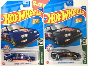 2022 Hot Wheels 87 FORD SIERRA COSWORTH Blue + Black #33 RETRO RACERS Lot of 2 - Picture 1 of 6