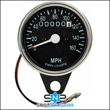 Universal Motorcycle Motorbike Classic Style Chrome/Black Cable Speedo MPH