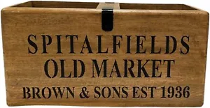 Vintage Style Spitalfields Wooden Boxes Crates Storage Handle Medium Heavy Wood - Picture 1 of 2