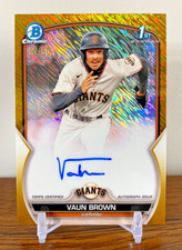 2023 Bowman Chrome 1st Vaun Brown Gold Shimmer Auto REFRACTOR SP /50 CPA-VB
