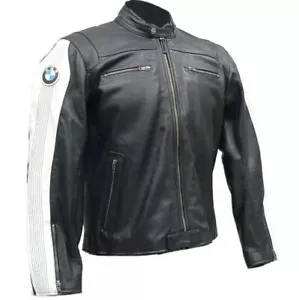 BMW Men Motorcycle Jacket Motorbike Cowhide Leather Racing Riding Bike Jacket 54 - Picture 1 of 3