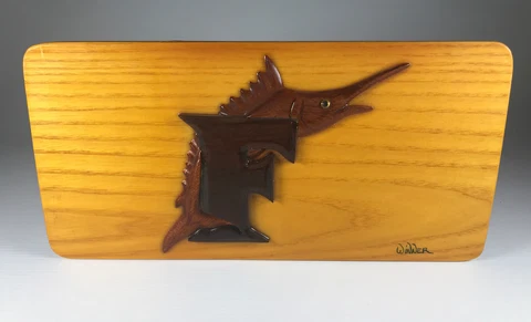 Florida Marlins Hand Carved Wooden Plaque 12 x 6 Cover
