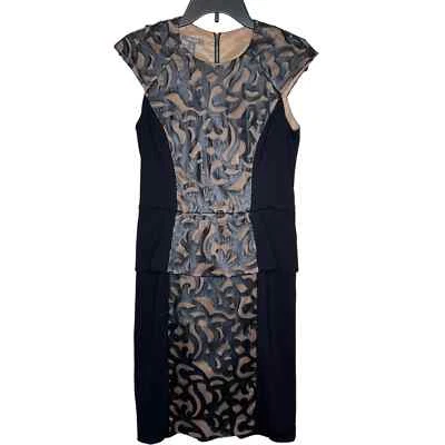 Muse Women's Dress Cocktail Peplum Leather Lace W/ Detachable Skirt Black Sz. 6 - Image 1 of 4