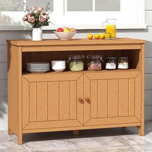 Outdoor Storage Cabinet Patio Bar Table Sideboard with Two Doors and Shelves - Picture 1 of 10