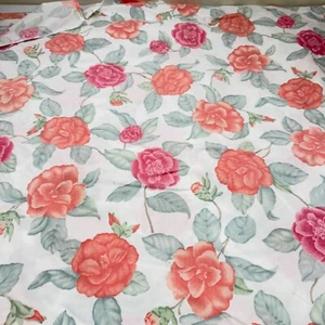 vintage martex flat sheet queen orange pink rose floral blend percale y2k 90s 80 - Picture 1 of 11