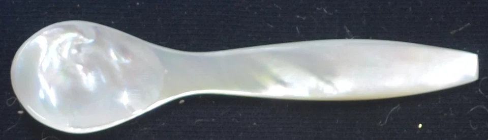Salzlöffel Perlmuttlöffel feinstes Perlmutt irisierend, Horn Knochen div Muster - Bild 1 von 1