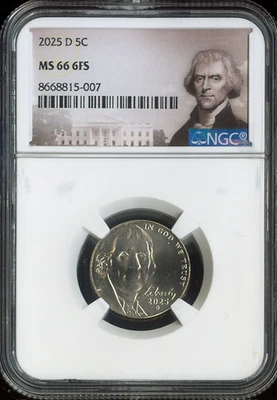 2025 D JEFFERSON NICKEL NGC MS66 FS PQ - Image 1 of 2