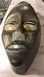 Maschera tribale africana in legno intagliato a mano vintage fatta a mano in Ghana - Foto 1 di 19